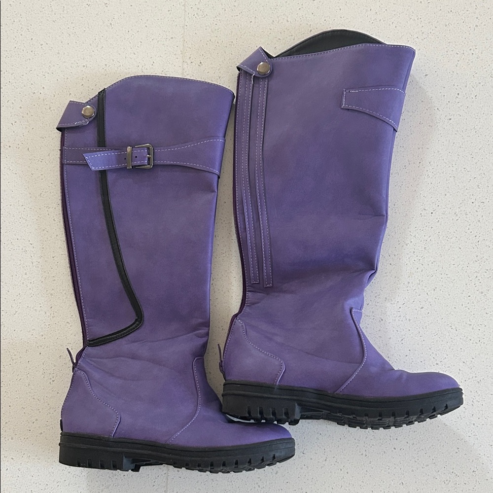 Stylish Purple Over the Knee Non-Leather Boots
